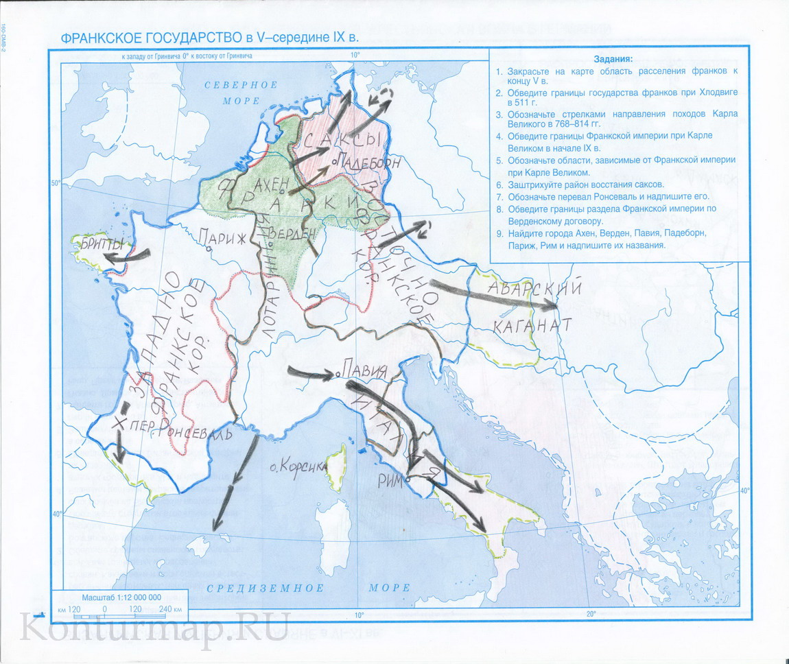 Сделанная контурная карта 6 класс крестовые походы