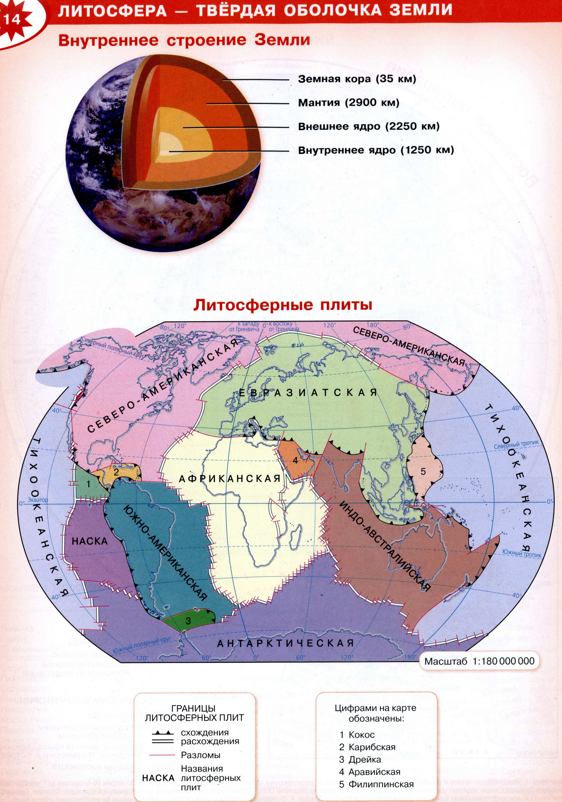 Литосферные плиты Атлас 5-6 класс география Полярная звезда