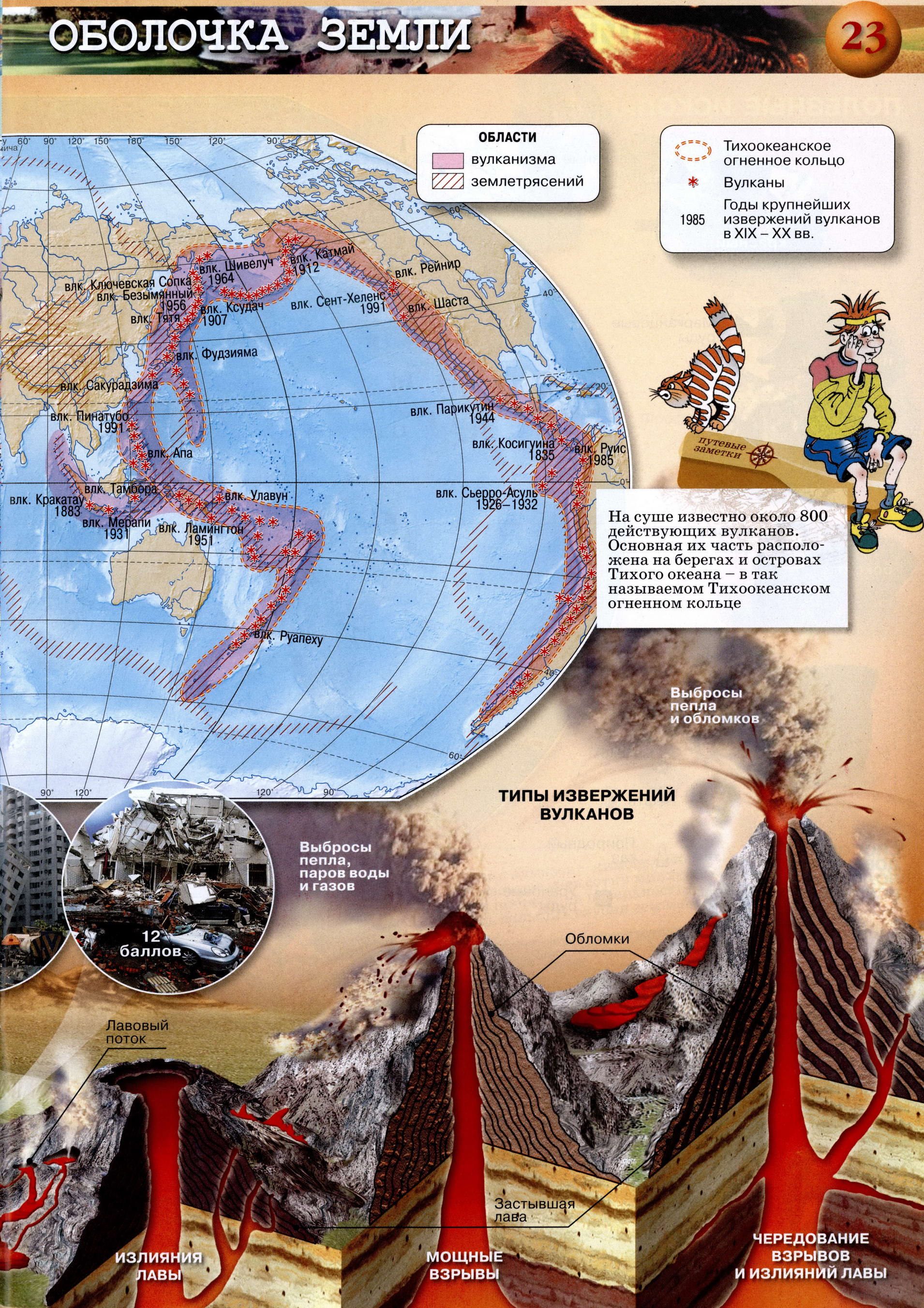Землетрясения и вулканизм - Атлас 5-6 класс география Сферы
