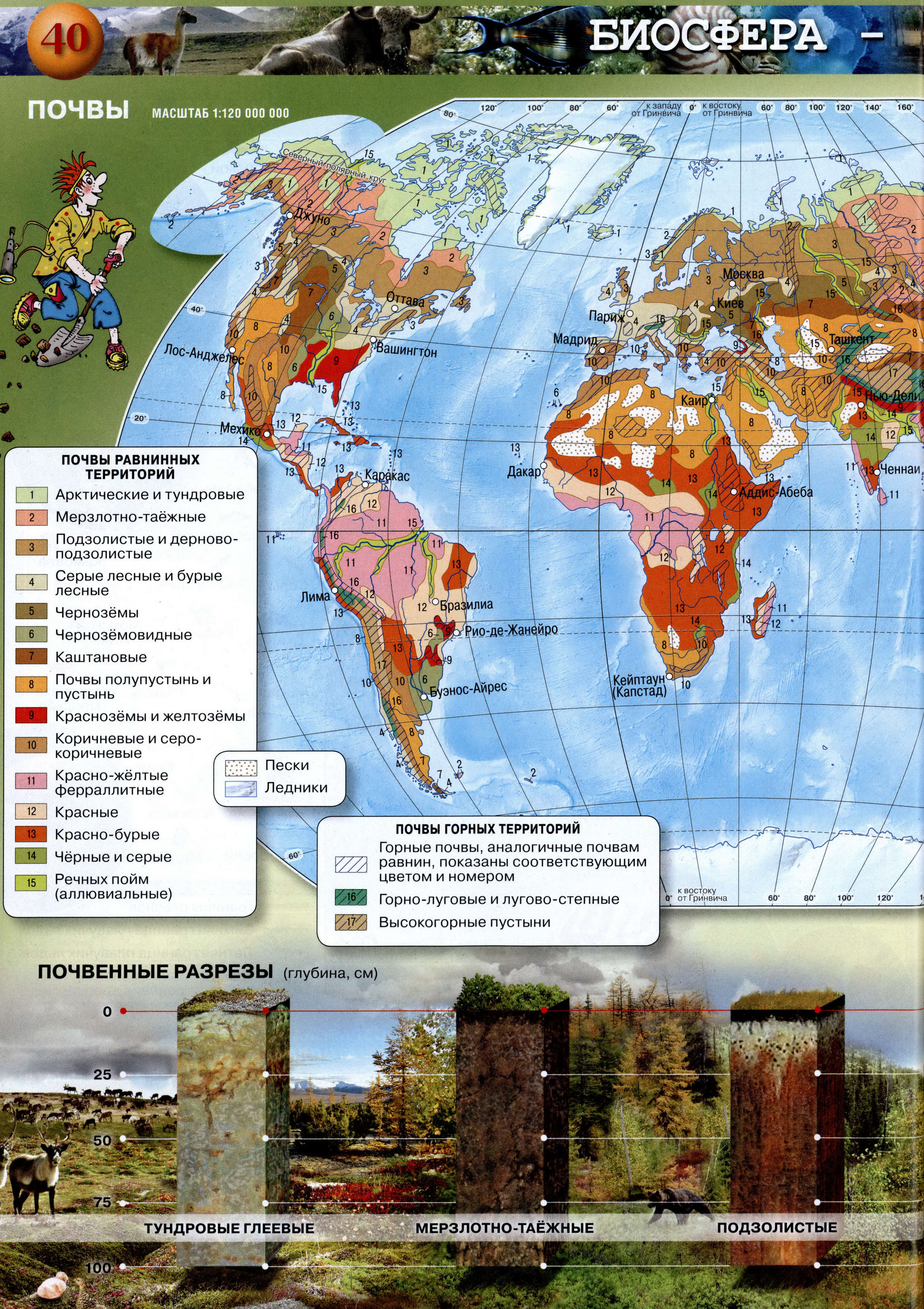 Почвы Использование земель - Атлас 5-6 класс география Сферы
