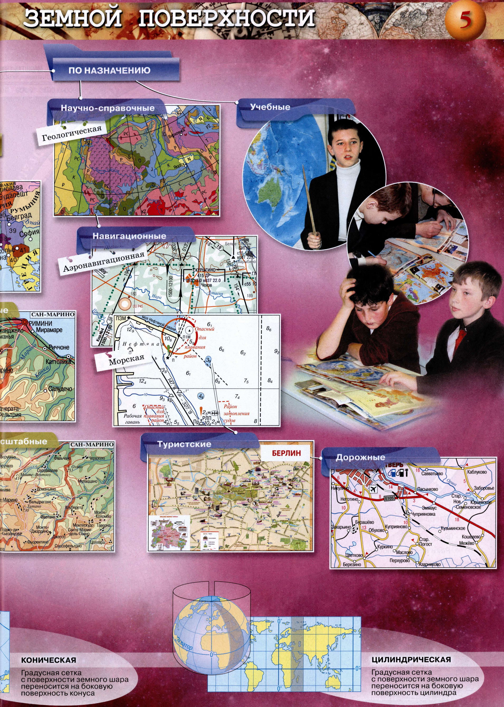 Виды географических карт - Атлас 5-6 класс география Сферы