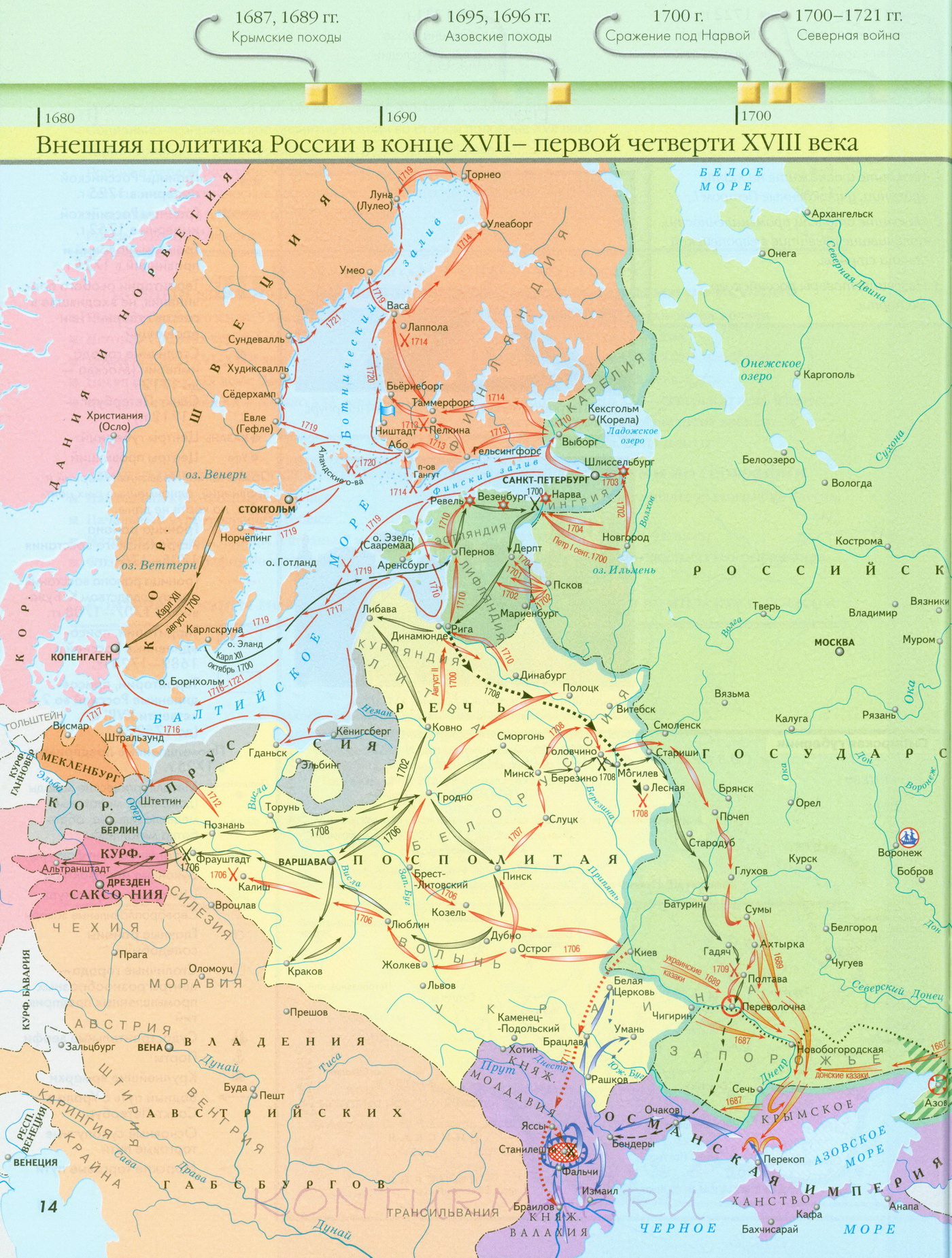Внешняя политика россии в первой половине 18 века контурная карта