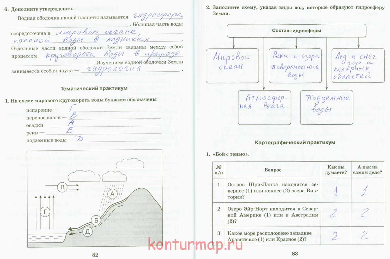 Гидросфера 6кл гдз