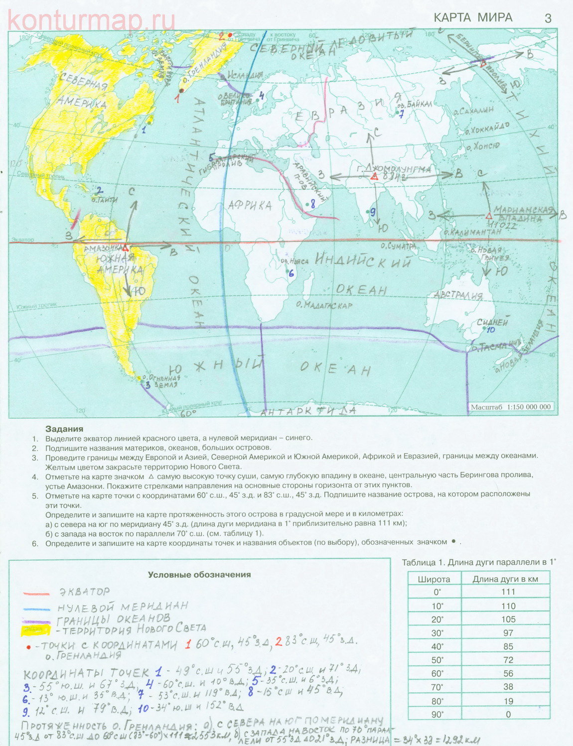 Подпишите крайние точки евразии и их географические координаты контурная карта 7 класс гдз география